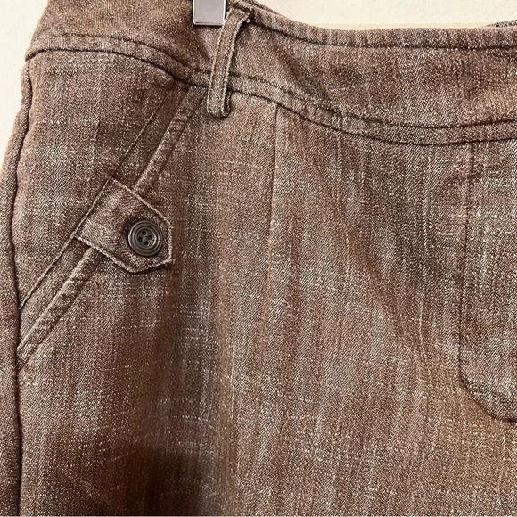 Sandro Wide Leg Cropped Pants Textured Stretch Cotton Brown Women’s Size 18W - Picture 5 of 9